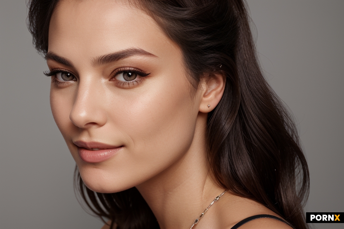 Tight headshot of a stunning American woman with a sophisticated aesthetic