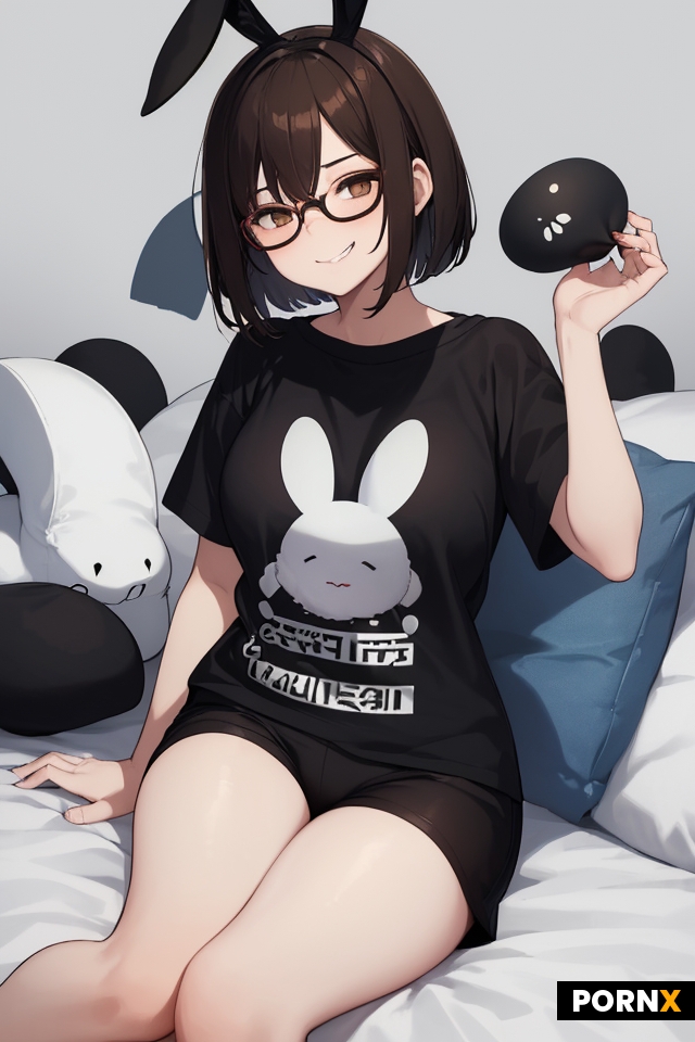 Woman wearing black oversized t-shirt and cotton shorts