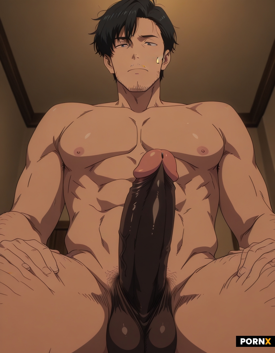 anime characther man with uncut thick dick male fully nakes dick