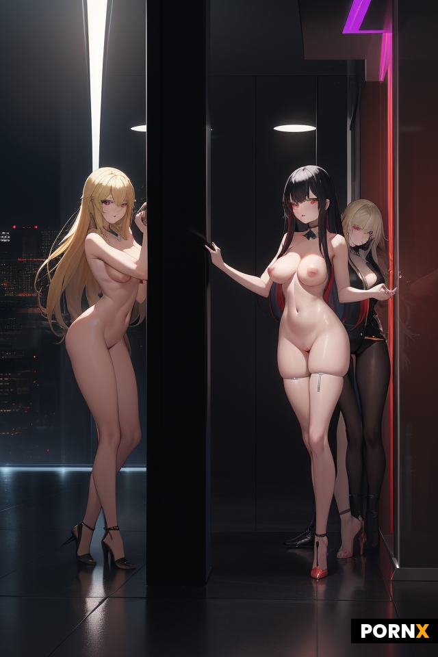Futuristic nude hotel lobby