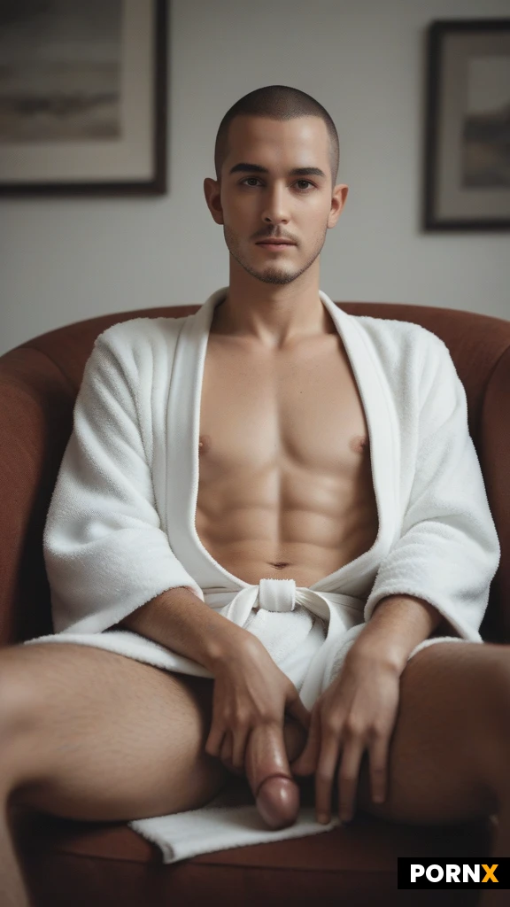 ( cute_Man:1.1),(handsome:1.1),gay,(((turkish:1.2):1.2):1.1),(portrait from below:1.2),
Sitting,spreading legs,(knee up:1.2)
(Mischievous seductive:1.2),((shaved_buzz_cut:1.2):1.2),(thick_eyebrows:1.1),((facial_hair:1.2):1.2)
( (skinny_adult,flat_chest :1.3):1.3),(brown eyes:1.3),(white bathrobe,naked abs, bellybutton:1.3),(hairy legs:1.2),(armchair :1.0)
<lora:055:0.5>,(erect penis:1.3),(red_testicles:1.2)
Penis,<lora:bettercocks:0.5>,masterpiece, best quality, highres, absurdres,