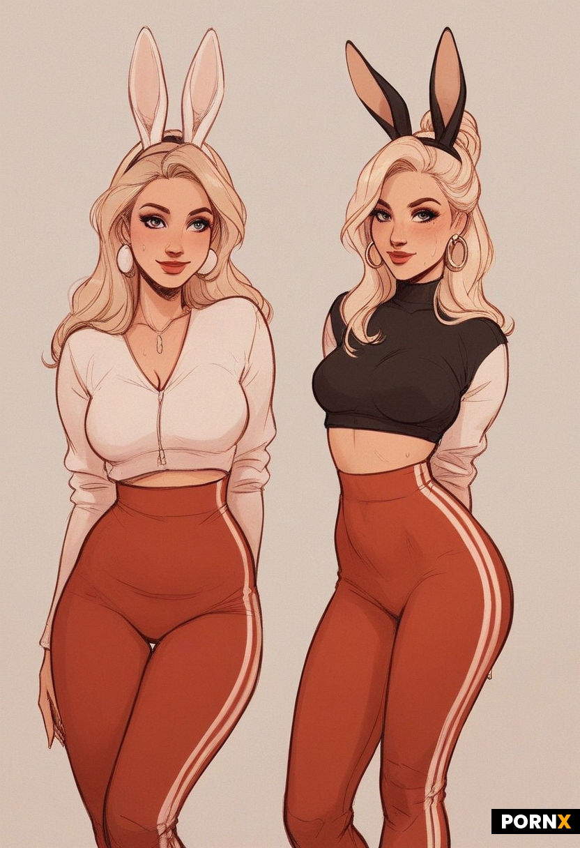 a seductive gym-bunny MILF and her college-aged protege standing together in front of the mirror