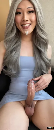 Japanese futanari sitting with legs raised