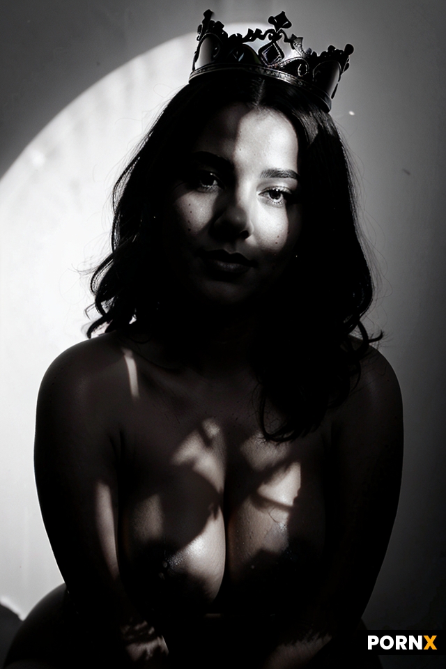B&w black and white Thick curvy meaty tits orgasm crown on face portrait small natural saggy tits