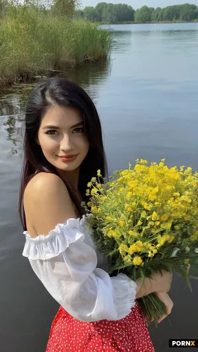 A professional medium shot of a slender 19yo woman with long