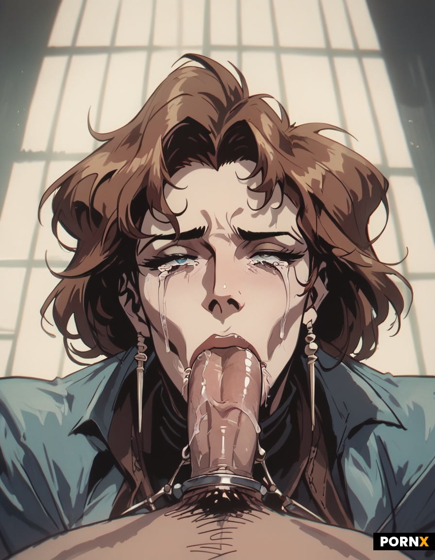 Graphic depiction of deep-throat oral sex