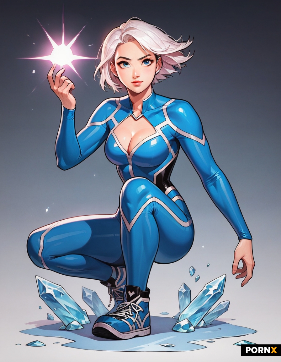 a female superhero with ice powers