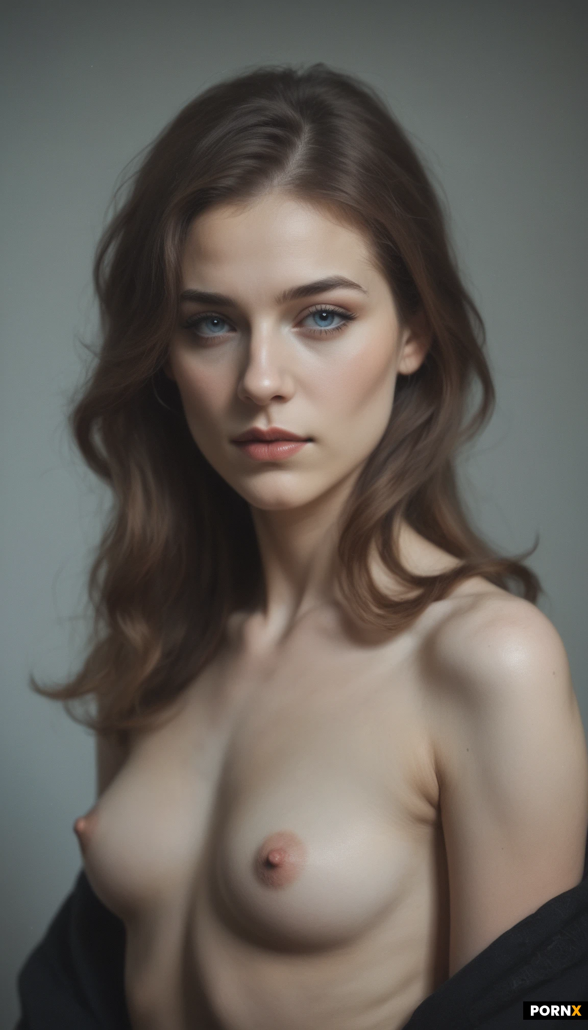 beautiful woman, brown hair, blue eyes, gorgeous face, makeup, skinny, photorealistic, <lora:64:0.9>, medium breasts, small nipples, small areolas