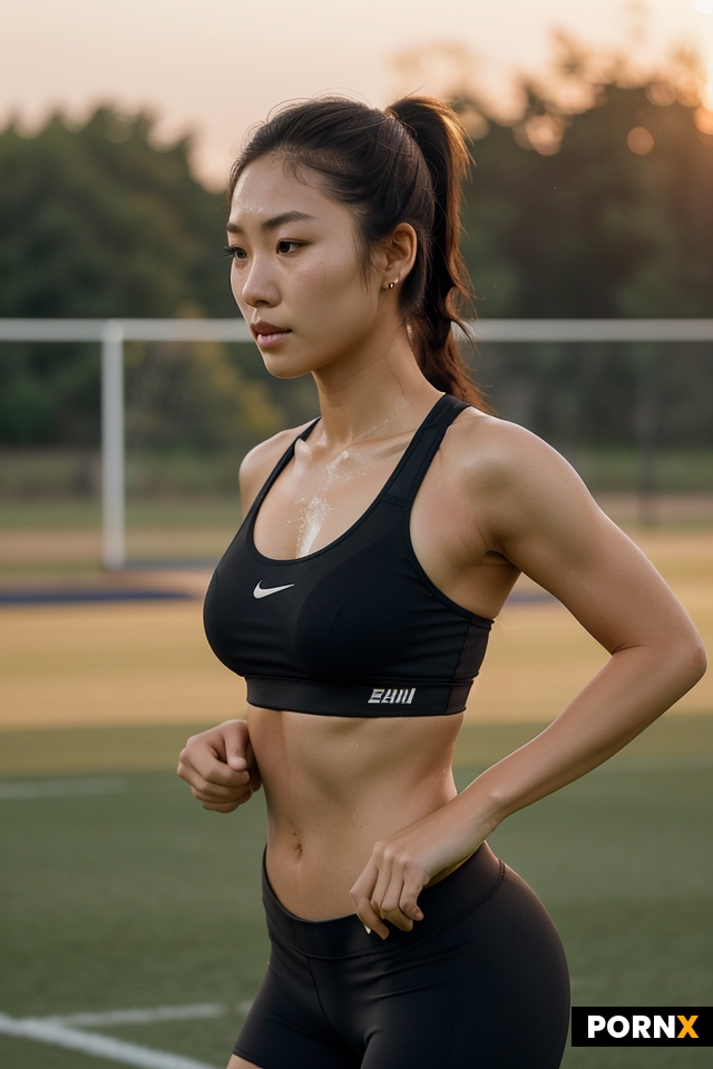 "Photorealistic portrait of a beautiful 22-year-old Japanese football player from Korea