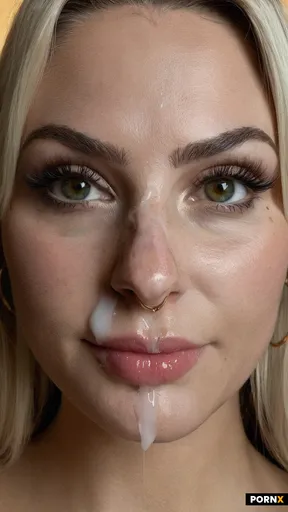 A lot of cum on her face