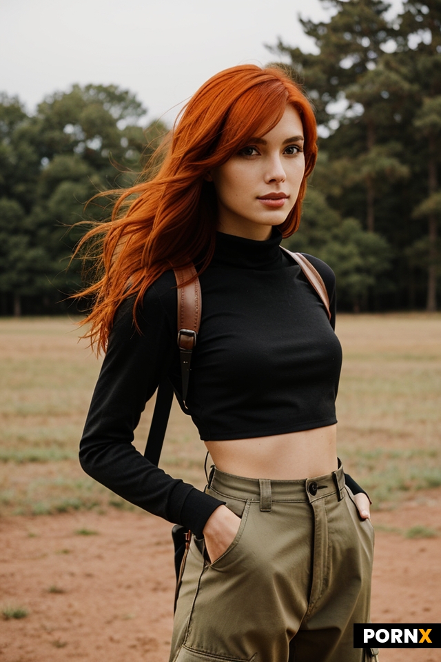 A female character with long orange-red hair