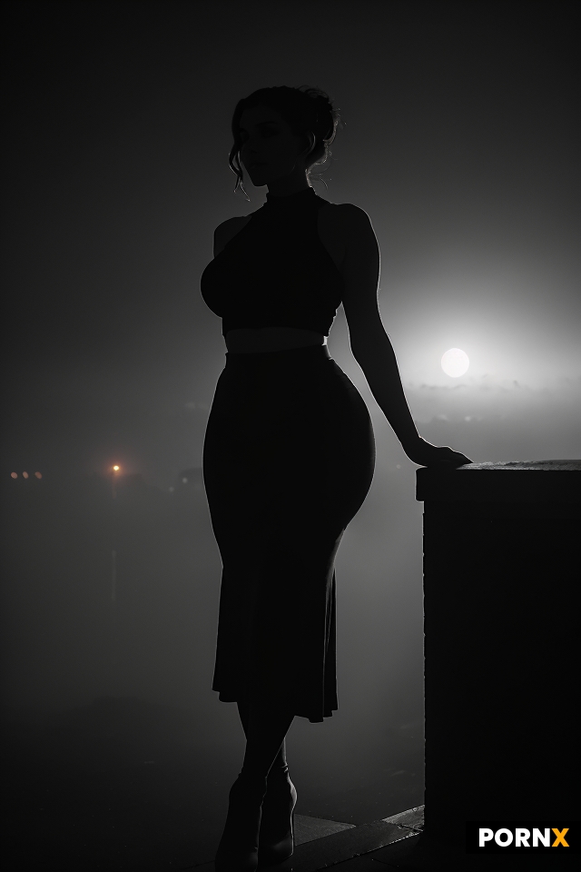 An older woman with pronounced curves stands in a full-length view
