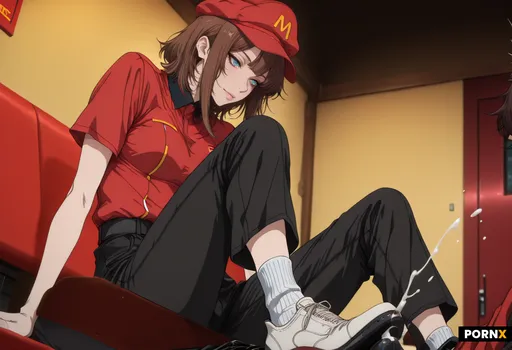 Red fast food uniform