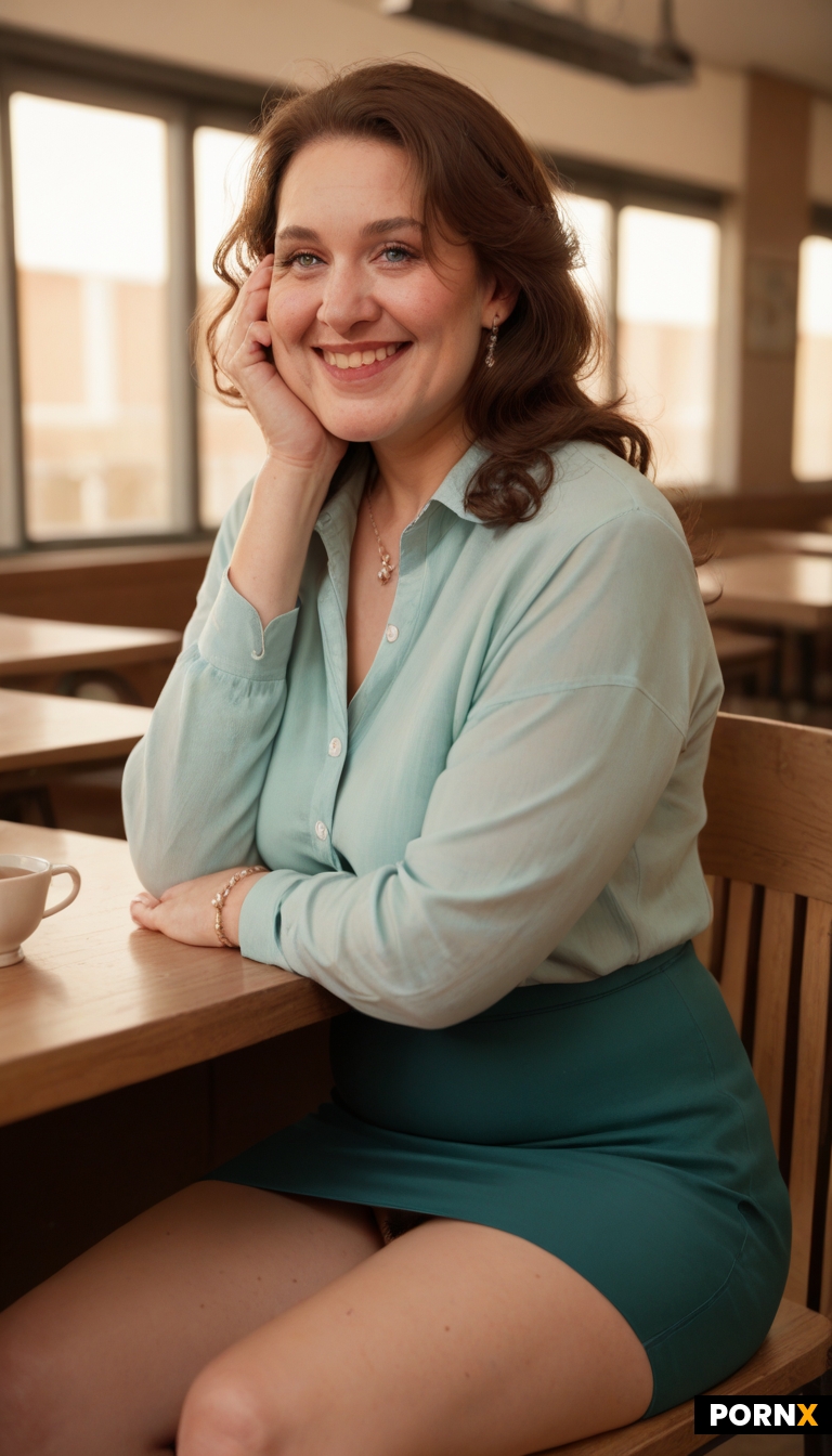Russian ugly female sitting in cafe