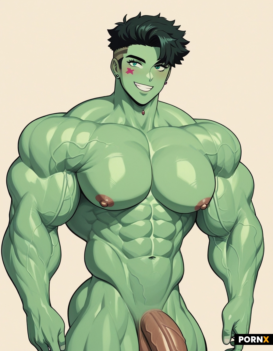 Crossdresser feminine queer face Masculine bodybuilder god body