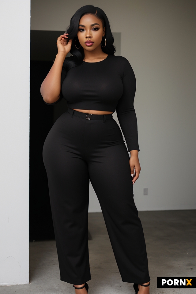 Full-length view of a curvy black woman showcasing her full figure curvy and wide hips