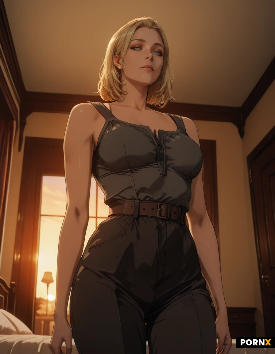 masterpiece, best quality, highres, absurdres, peasant_clothes, walking, bedroom, luxury_bedroom, sunrise, morning_light, soft_shadows, interior, bed, canopy_bed, contrast, detailed_background, depth_of_field, cinematic_lighting, low_angle, full_body, quiet_atmosphere, ambient_light, golden_hour, realistic_style, door way, 3/4 body
