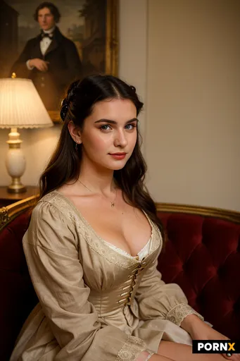 A woman in her twenties dressed as a 19th century French aristocrat