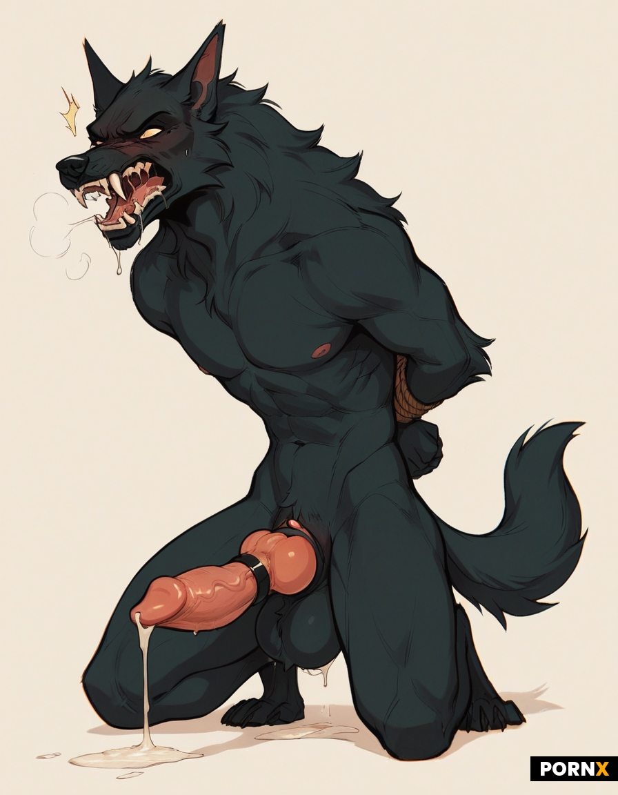 black werewolf with muzzle