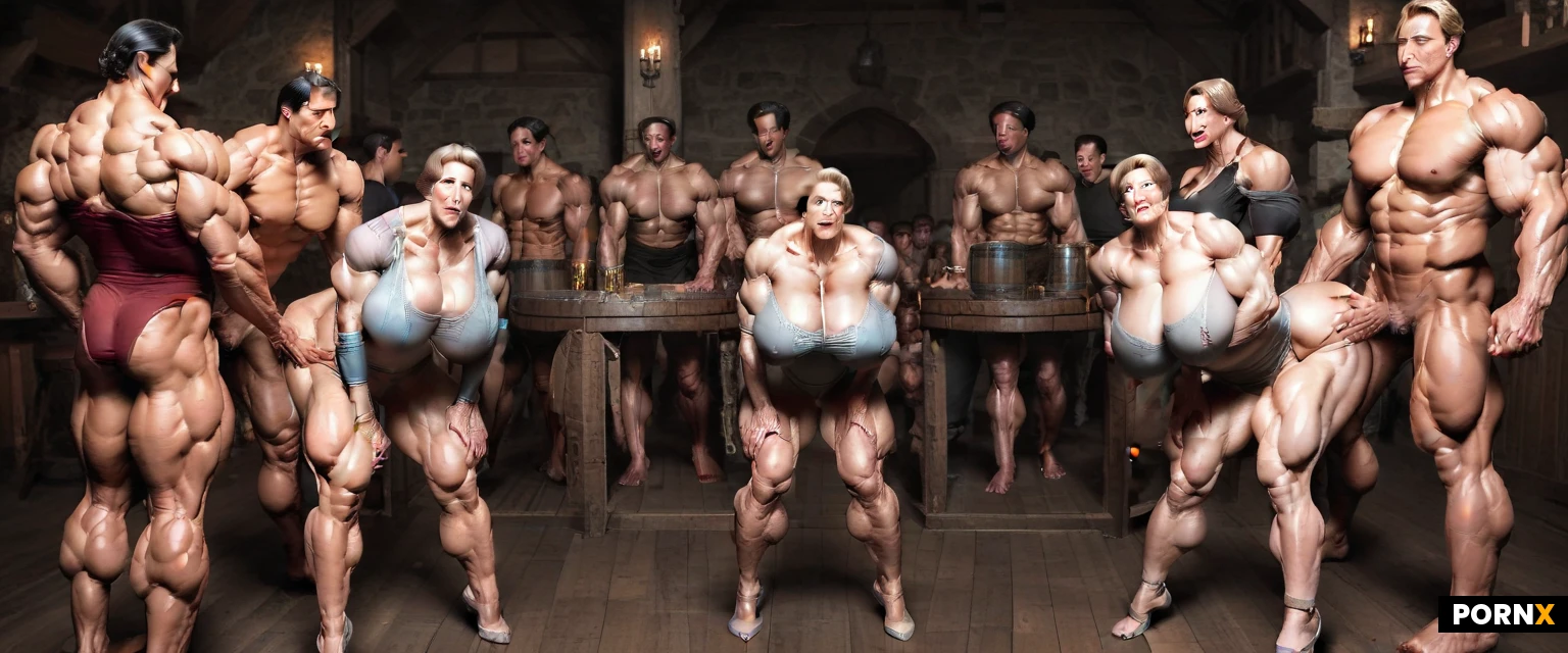 beautiful blonde woman, short bob, pale skin, huge breasts, curvy body, doggystyle position, on all fours, from behind, arched back, sex, sheer silk nightie, see-through, thin straps, medieval tavern, wooden tables, candles, fireplace, barrels, in bar,crowd,many people,(milf with a perfect body,muscular body,muscular legs 1:3),(ultra high details, extremely realistic,highly detailed, award winning,4K),
detailed face,pretty face,facial dimples,bangs,hairband,legs close together,big ass up,
(see her ass under clothes,elegant,fitted,big hoop earrings,olied skin,clenched teeth),
in bar,view from profile,
short hair,tight clothes,transparent turquoise nightie,smile,,tight clothes,(she gets fucked by a clothed man from behind with big smile and hold a big glass of beer on his hand,see penetration),
(many clothed people,people close together),pump shoes,closeup,full clothes,he is a dark african man standing behind the woman fucking her anally, she is bending over a round table while he is fucking her, she is slightly bending her knees, her back is arched as the man is grabbing her hair, he is standing behind her fucking her doggystyle position, he is spreading her ass,see cock in pussy,see penetration,front,angle view