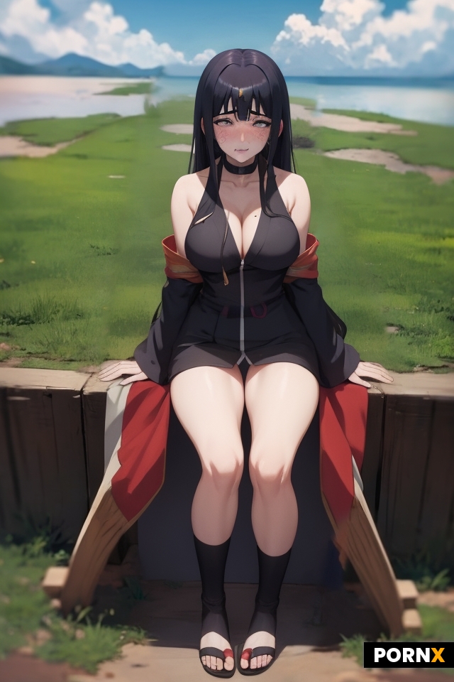 Hinata Hyuga from Naruto Shipuuden stained in cum and crying with cleavage full of cum