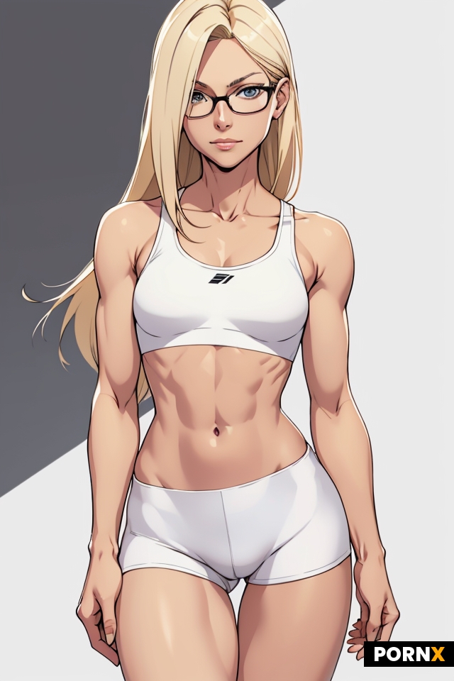 Skinny Blonde woman with straight hair