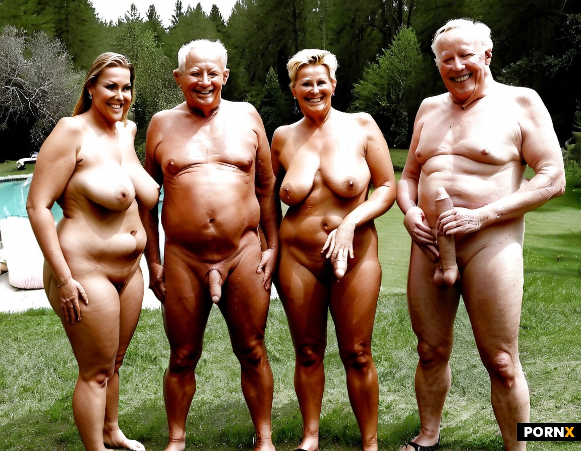 2 fat naked grandpas with erect penis