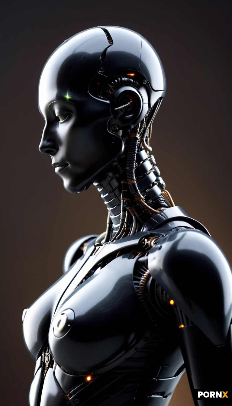 a humanoid robot made of matte black plastic