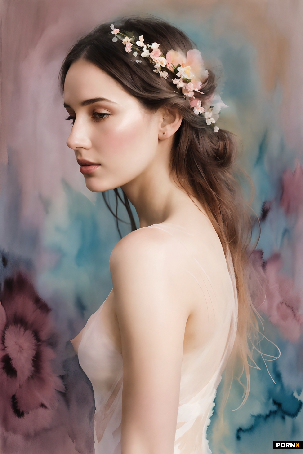 Portrait of a 26 year old woman standing in side profile
