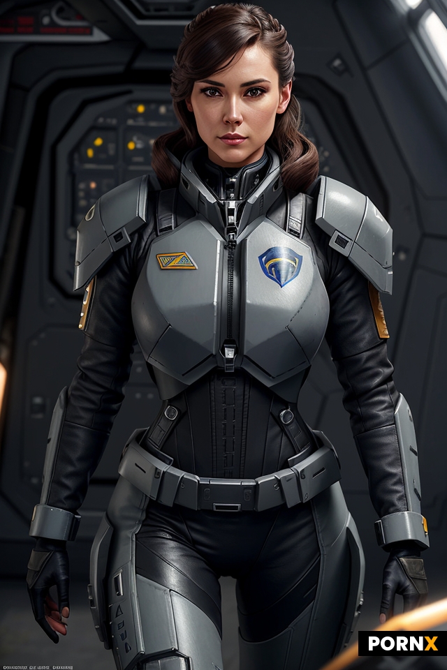 A highly detailed and realistic digital painting of a fierce female Battletech aerospace pilot in he