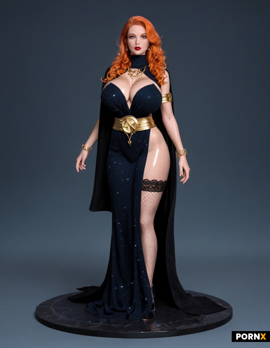Dynamic overdramatic maniacal futuristic comic siren supervillain succubus seductress diva