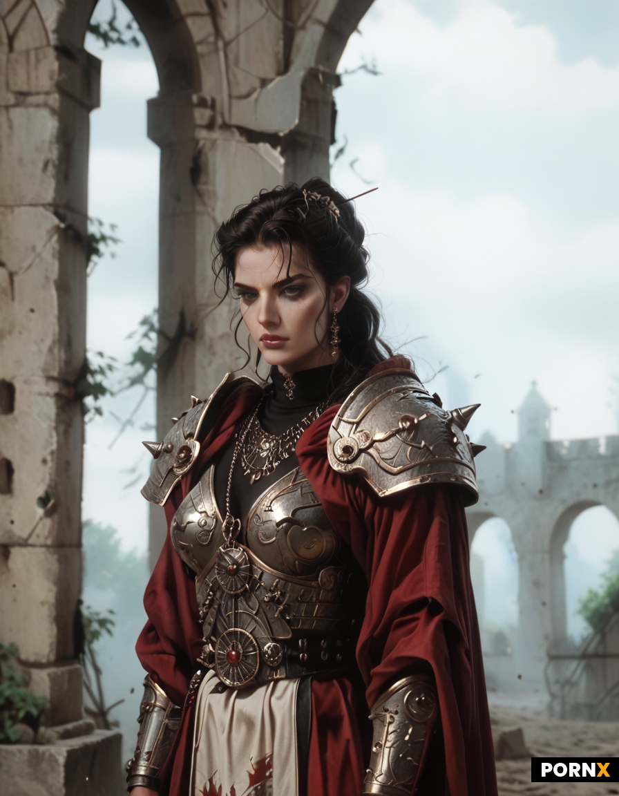 fierce female warrior in ancient armor