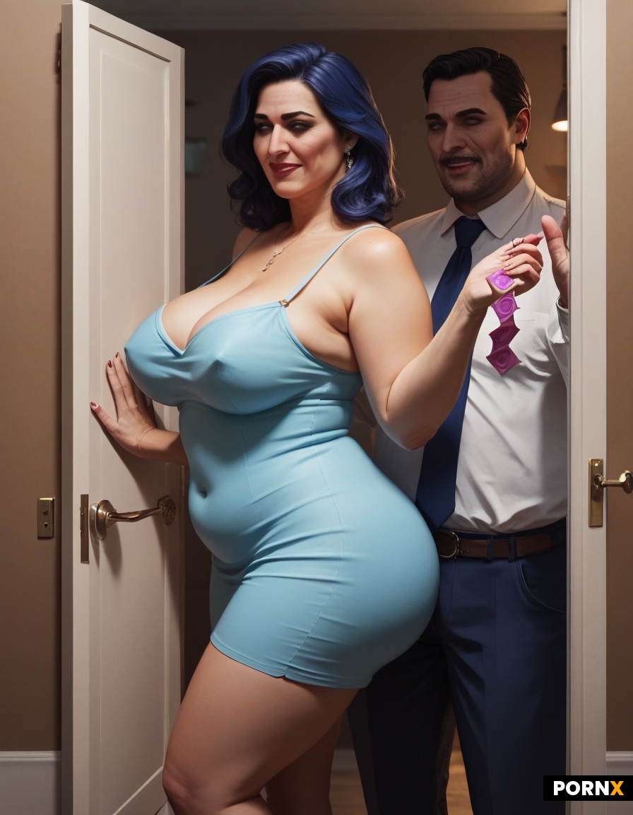Dark medium hair haired Busty mother