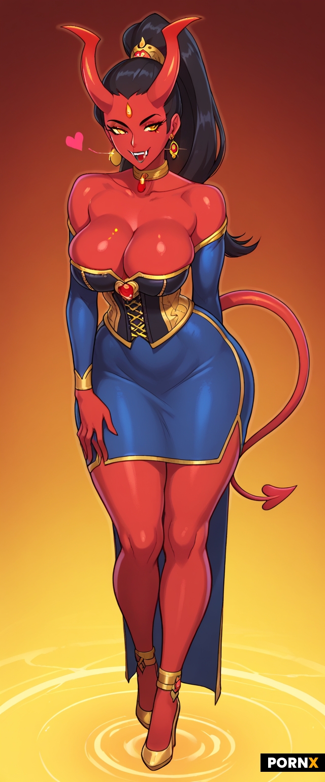 Red skinned demon woman