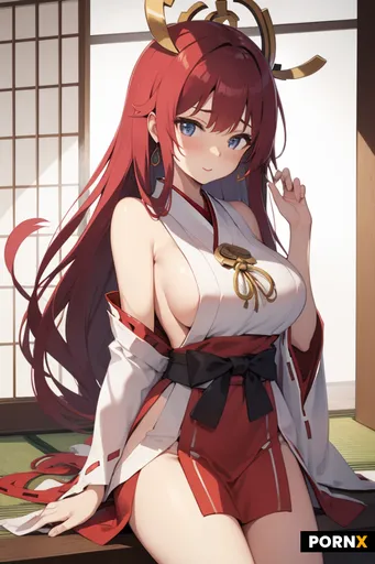 japanese female miko  huge bust l