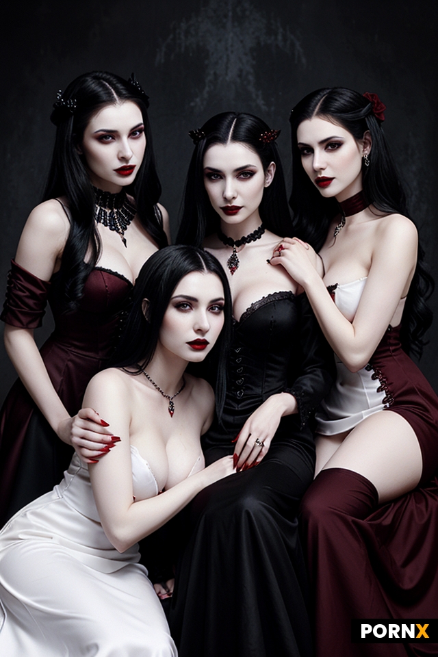 Three female vampires sitting next to each other