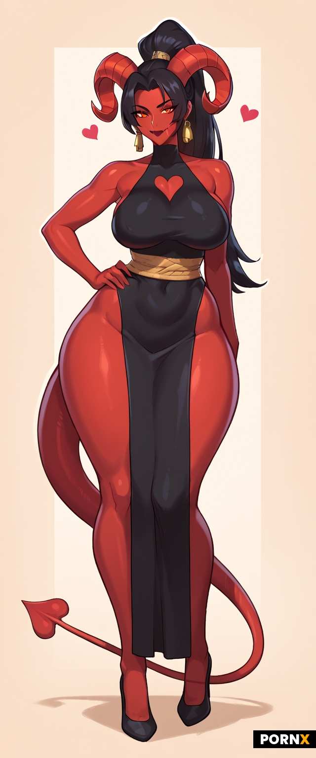 Red skinned demon woman