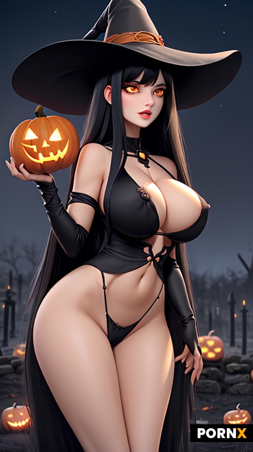 Two Stunningly Beautiful Females Black Hair Long Hair Bangs Messy Hair Orange Eyes Dark Makeup Huge 