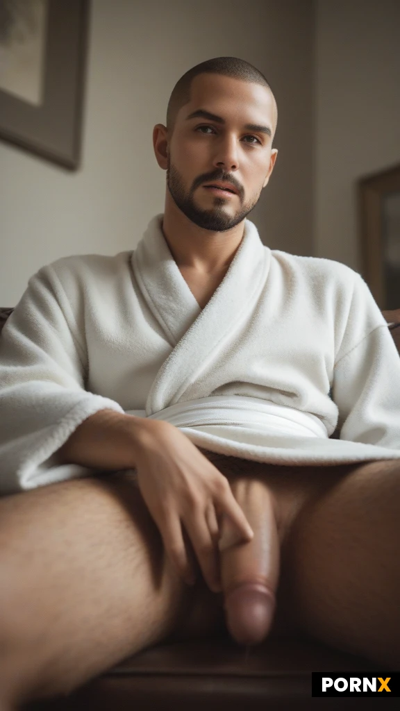 ( cute_Man:1.1),(handsome:1.1),gay,(((scandinavian:1.2):1.2):1.1),(portrait from below:1.2),
Sitting,spreading legs,(knee up:1.2)
(Serious:1.2),((shaved_buzz_cut:1.2):1.2),(thick_eyebrows:1.1),((facial_hair:1.2):1.2)
( skinny_adult,flat_chest :1.3),(brown eyes:1.3),(white bathrobe,naked abs, bellybutton:1.3),(hairy legs:1.2),(armchair :1.0)
<lora:055:0.5>,(erect penis:1.3),(red_testicles:1.2)
Penis,<lora:bettercocks:0.5>,masterpiece, best quality, highres, absurdres,