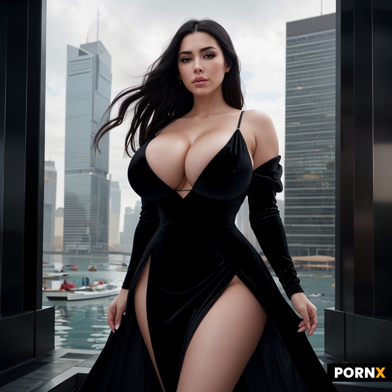 A beautiful woman on the floating building
