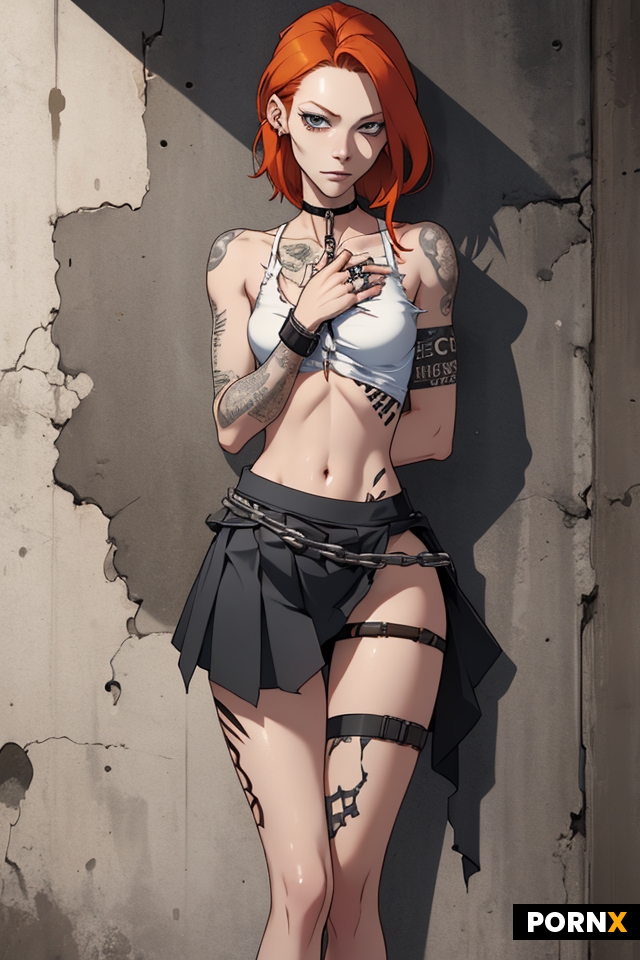 Skinny redhead woman
