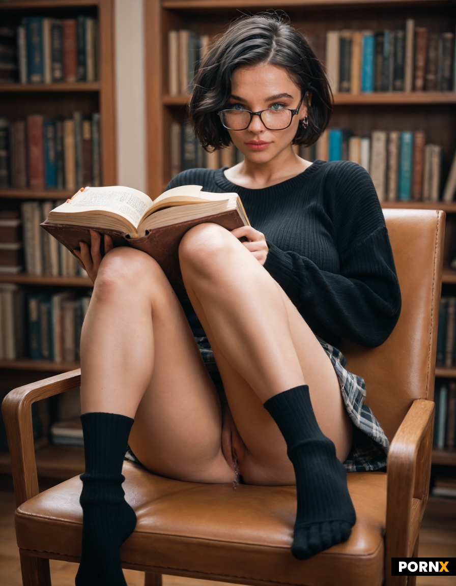 Cute bookish woman with freckles curled up with a book