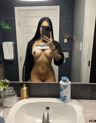 Photorealistic bathroom mirror selfie