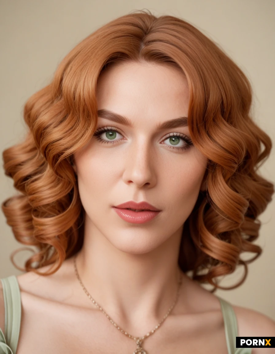 Subject:
"Classic hourglass physique featuring a narrow, toned waist, a flat midsection, pronounced curved hips, and shapely, athletic legs."
Hair:
"Shoulder-length curly shag haircut with dense, springy spiral ringlets, heavy rounded crown volume, and soft face-framing curly bangs."
"Warm strawberry-copper hair featuring a high-contrast, pale platinum-blonde money piece and face-framing bangs."
Eyebrows:
"Softly arched, medium-full ash brown eyebrows with a natural, hair-like texture and a neatly tapered tail."
Eyes:
"Large, expressive almond-shaped bright blue-green eyes with a dark limbal ring and a subtle upward tilt at the outer corners."
"Bold, anime-inspired black graphic eyeliner with a dramatic winged tip, sharp inner-corner accents, and defined doll-like lower lash framing."
Nose:
"Straight, refined nose with a smooth bridge, a softly rounded tip, and a clean profile slope."
"Soft, dense dusting of fine brown freckles concentrated across the bridge of the nose and gently onto the cheeks."