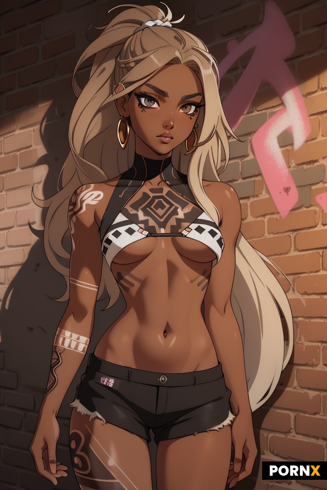 Woman White American 30s Brown Hair Blonde Highlights Long Hair Messy Hair Big Eyes Black Eyeliner