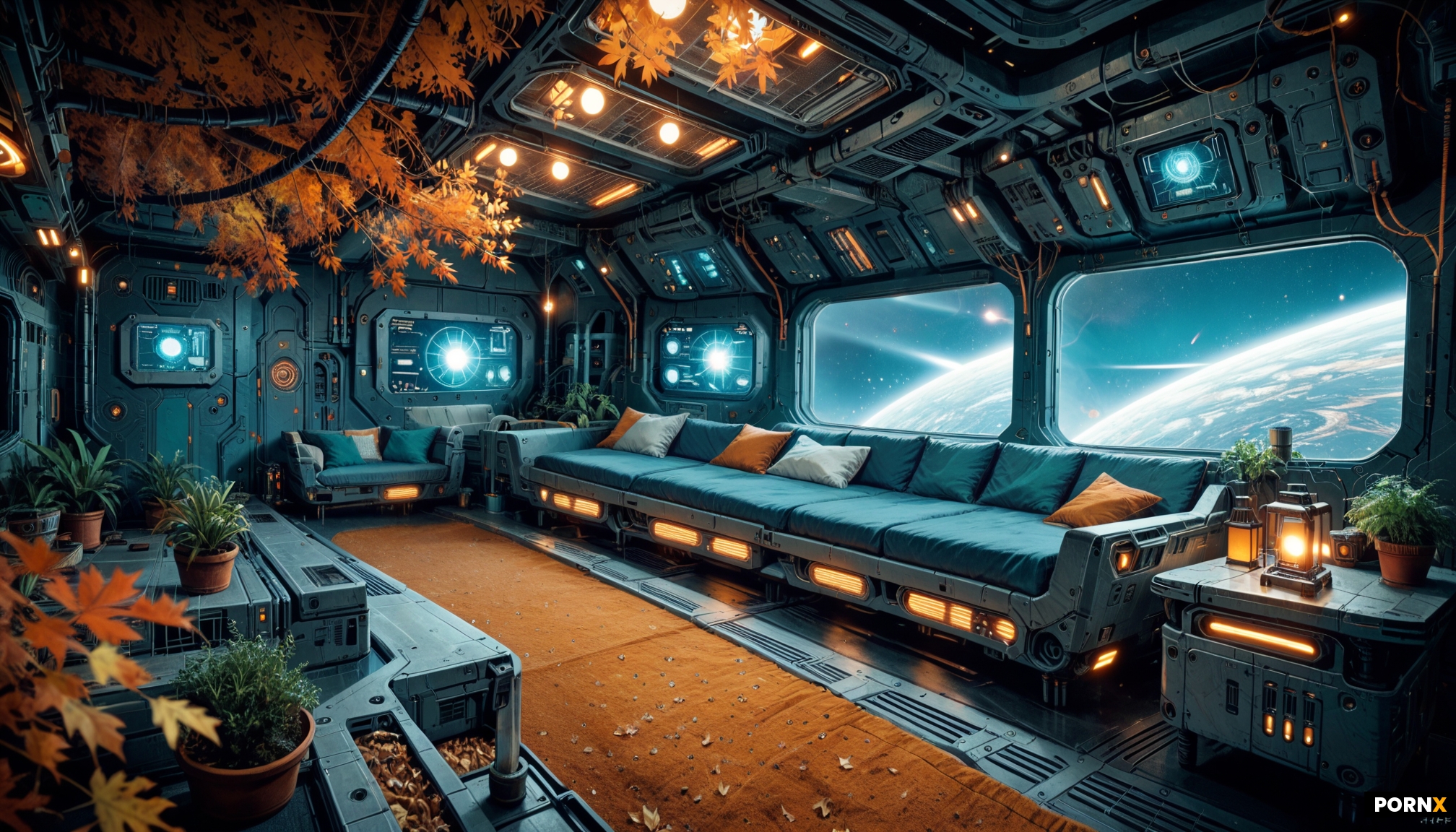 futuristic spaceship home interior