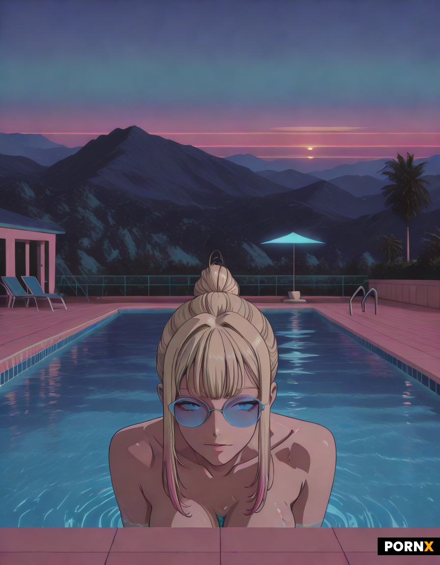 Wide shot of a swimming pool