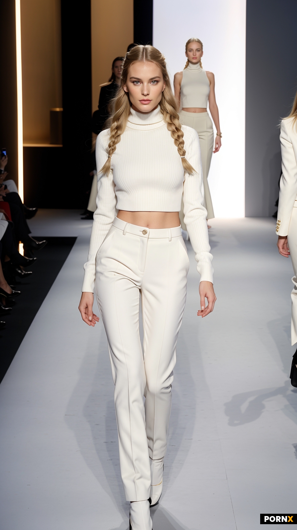 hungarian supermodel walking on on the runway in a fashion show
