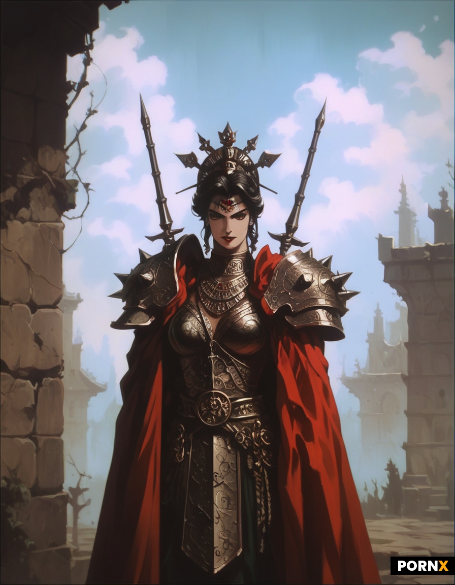 fierce female warrior in ancient armor