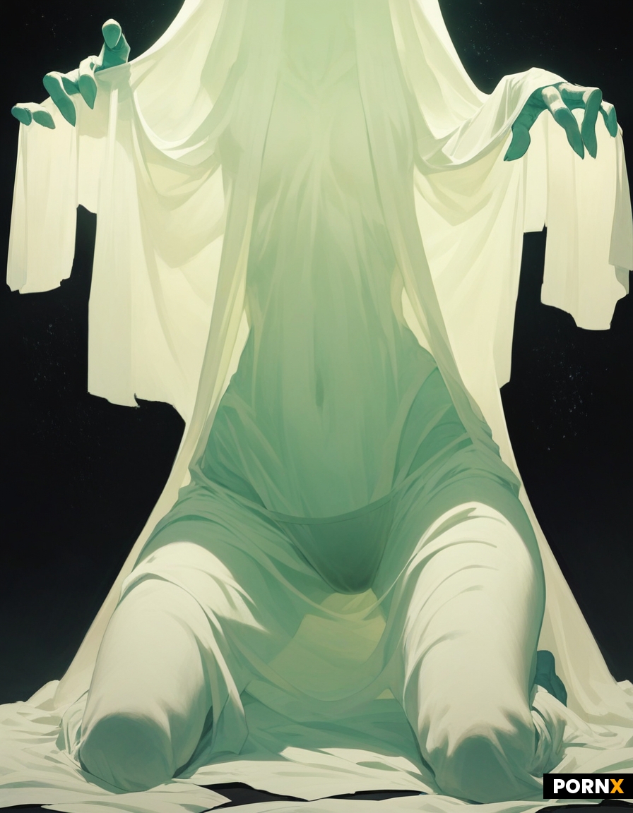 See-through white baggy female ghost costume